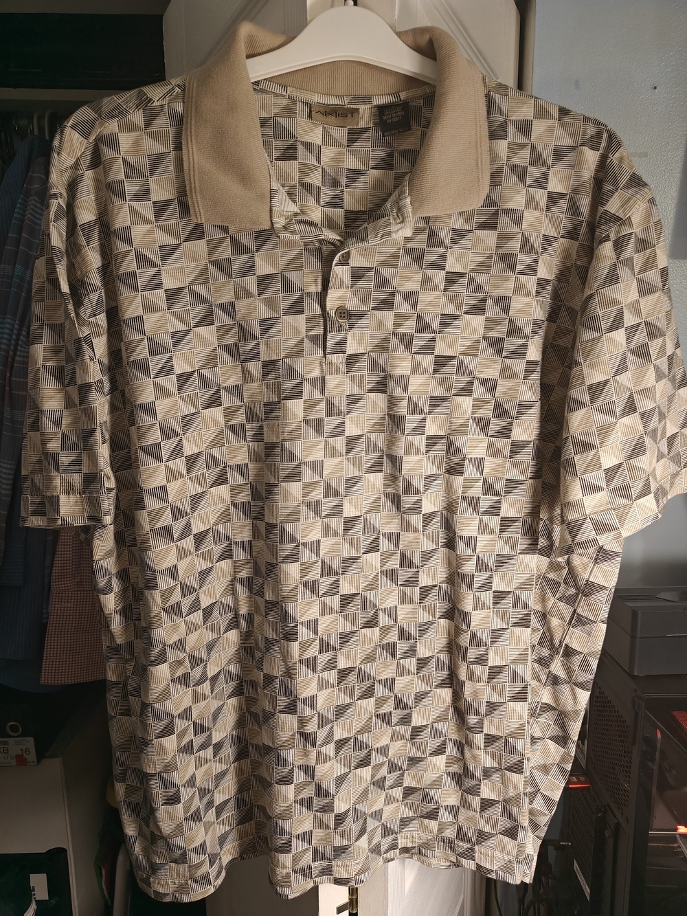 Axist Geometric Print Polo - Tony Soprano Mobster Style